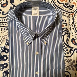 NWT Brooks Brothers Blue and White Striped Dress Shirt